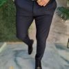 Pantaloni eleganti de barbati, bleumarin inchis Slim-Fit– PN805