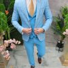 Costum de bărbați, azurin: Sacou, Vesta si Pantalon - C4643
