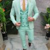 Costum de bărbați, verde menta: Sacou, Vesta si Pantalon - C4654