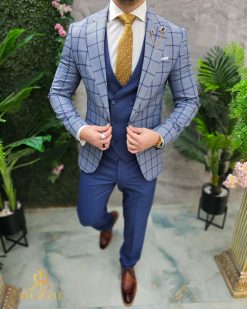 Costum de bărbați, bleumarin: Sacou, Vesta si Pantalon - C4648