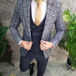 Traje de hombre, gris oscuro: chaqueta, chaleco y pantalón - C4725