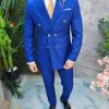 Costum de barbati albastru electric: Sacou si Pantalon - C4658