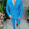 Costum de barbati bleu: Sacou si Pantalon - C4666
