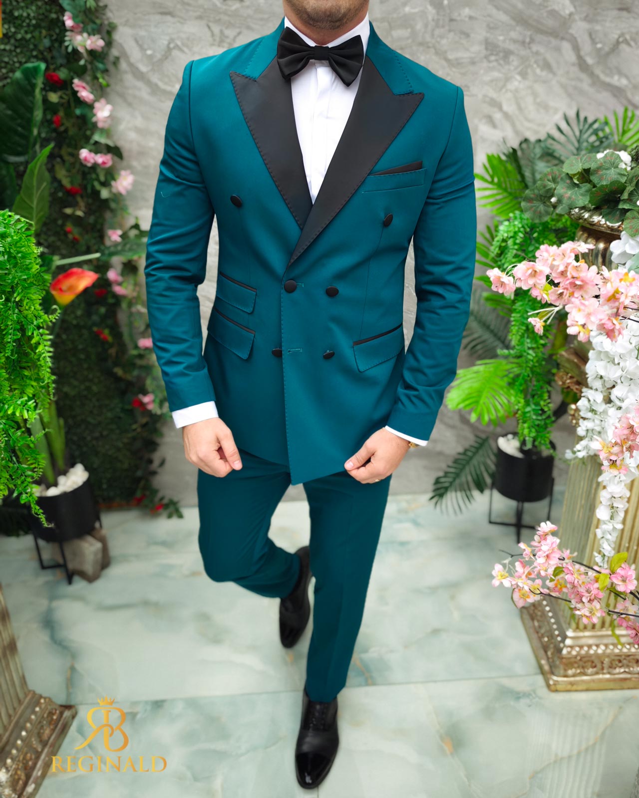 Costum verde de ceremonie Mire/Nas, Sacou, Pantalon, Papion - C4729 - imagine 3