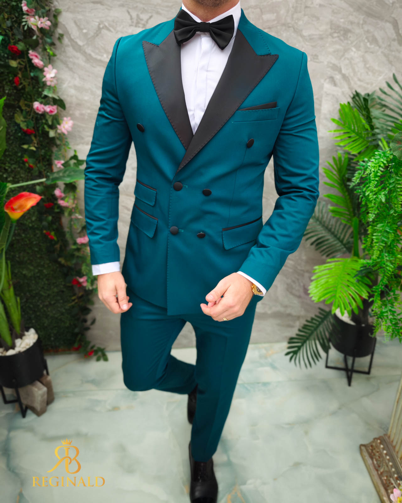 Costum verde de ceremonie Mire/Nas, Sacou, Pantalon, Papion - C4729 - imagine 5