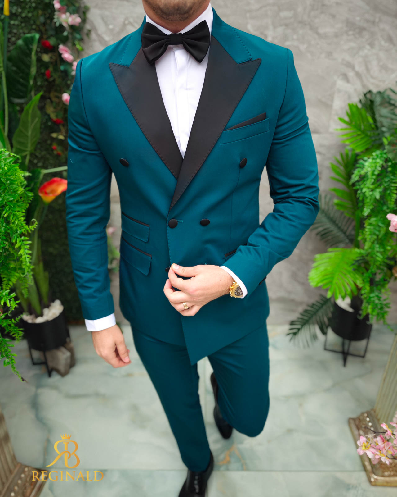 Costum verde de ceremonie Mire/Nas, Sacou, Pantalon, Papion - C4729 - imagine 2