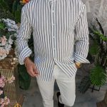 Men's shirt, Slim Fit, white with black stripes - CR168