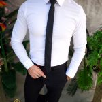 Camisa blanca de hombre con botones - CR153