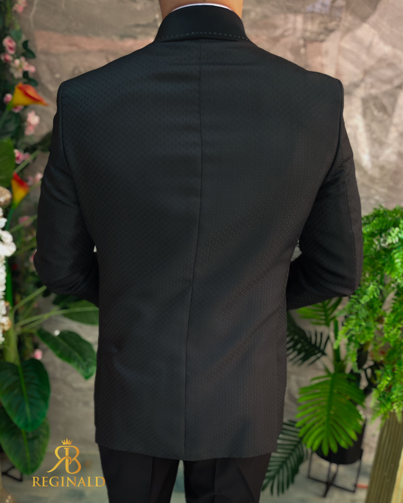 Costum negru NAS/MIRE, Sacou, Pantalon si Papion- C4903