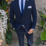 6-piece outfit: Blazer-Trousers-Shirt-Tie-Belt-Pocket Square- TN082