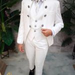 Costum alb ivoire ceremonie copii set 4 piese - K5187-4