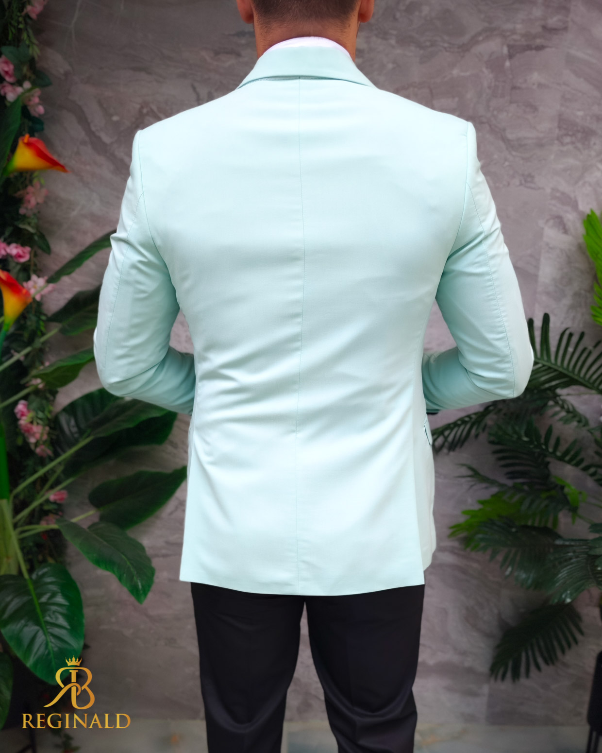 Costum Verde Menta NAS/MIRE, Sacou, Vesta, Pantalon, Papion- C4834 - imagine 8