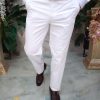 Pantaloni eleganti, Alb, Regular fit- PN821