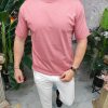 Tricou de bărbați, Roz cu guler rotund- TR1058