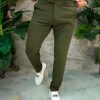 Pantaloni eleganti, Verde, Slim-Fit, croiala conica– PN814
