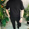 Tricou de bărbați, Negru cu guler rotund- TR1070