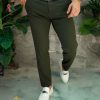 Pantaloni eleganti, Verde, Slim-Fit, croiala conica– PN817