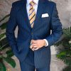 Costum de barbati bleumarin cu dungi, Regular-Fit: Sacou si Pantalon - C4847