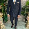 Costum Double Breasted,bleumarin in carouri- 100% Lana  - C4944