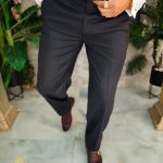 Pantaloni eleganti, Negru cu dungi, Regular-Fit - PN828