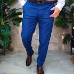 Pantaloni eleganti, Albastru, Regular-Fit– PN818