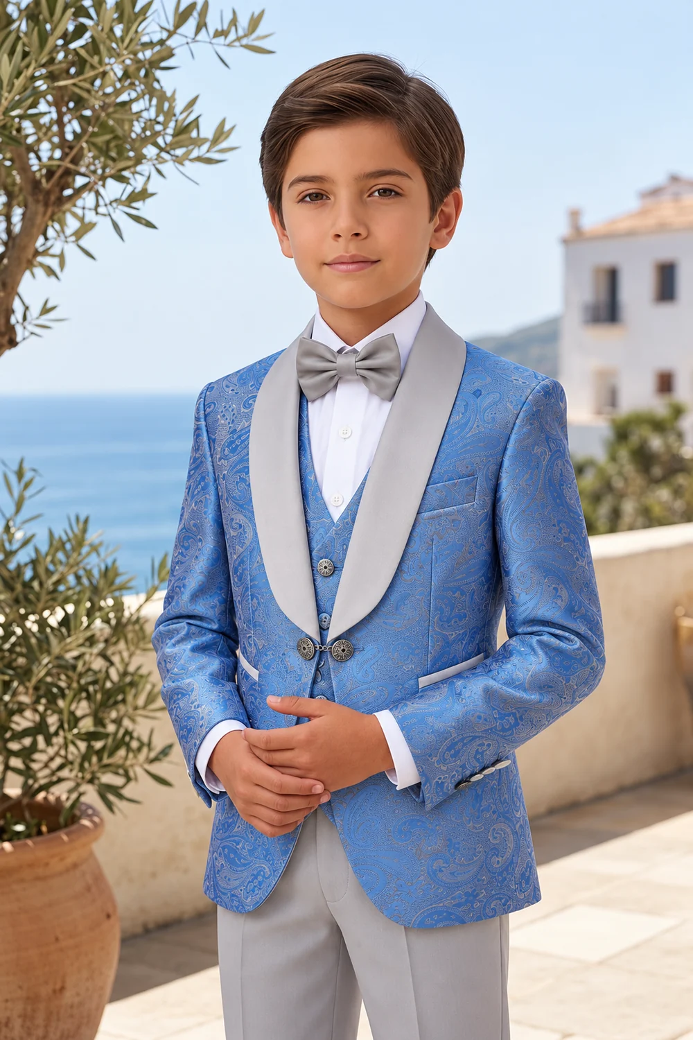 Costum bleu ceremonie copii set 4 piese - K5272-16 - Image 2