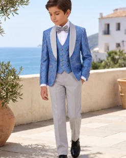 Costume de cérémonie bleu pour enfants, ensemble 4 pièces - K5272-16