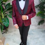 Children's burgundy formal suit 4-piece set - K5272-6