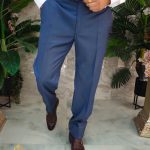 Pantalones elegantes, azul, corte regular - PN835