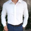 Cămașă alba de bărbați cu butoni, Slim-Fit- CR173