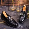 Pantofi de bărbați / Loafers din piele lacuita cu accesoriu- P1831