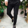 Pantaloni eleganti, negru cu pense, Slim-Fit, croiala conica– PN830