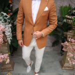 Veste pour homme, en IN, coupe slim, marron clair - SC917