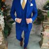 Costum barbatesc 3 piese, albastru electric, 100% Lana  - C5012