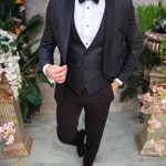 Traje negro NAS/MIRE, chaqueta, chaleco, pantalón y pajarita - C4981