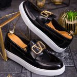 Mocasini de barbati casual, negri, talpa alba ultra-usoara – AD707