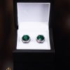 Butoni argintii cu pietre verzi- BT057