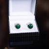 Butoni argintii cu pietre verzi- BT046