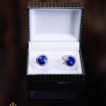 Silver cufflinks with blue stones - BT038