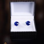 Butoni argintii cu pietre albastre- BT036