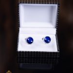 Butoni argintii cu pietre albastre- BT035