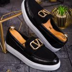 Mocasini de barbati casual, negri, talpa alba ultra-usoara – AD706