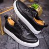 Mocasini de barbati casual, negri cu șiret, talpa inalta ultra-usoara – AD656