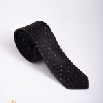 Corbata de hombre, negra con lunares blancos y rojos - CV1021