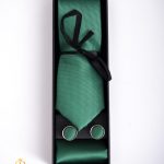 Set Cravata, batista si butoni, verde - CV1019