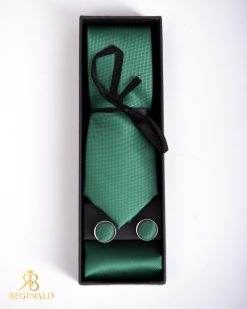 Set Cravata, batista si butoni, verde - CV1019