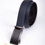 Navy blue leather belt, automatic buckle - CP464