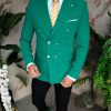 Sacou de bărbați, Double Breasted, Verde, Slim Fit - SC926