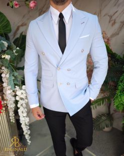 Sacou de bărbați, Double Breasted, Lila, Slim Fit - SC923