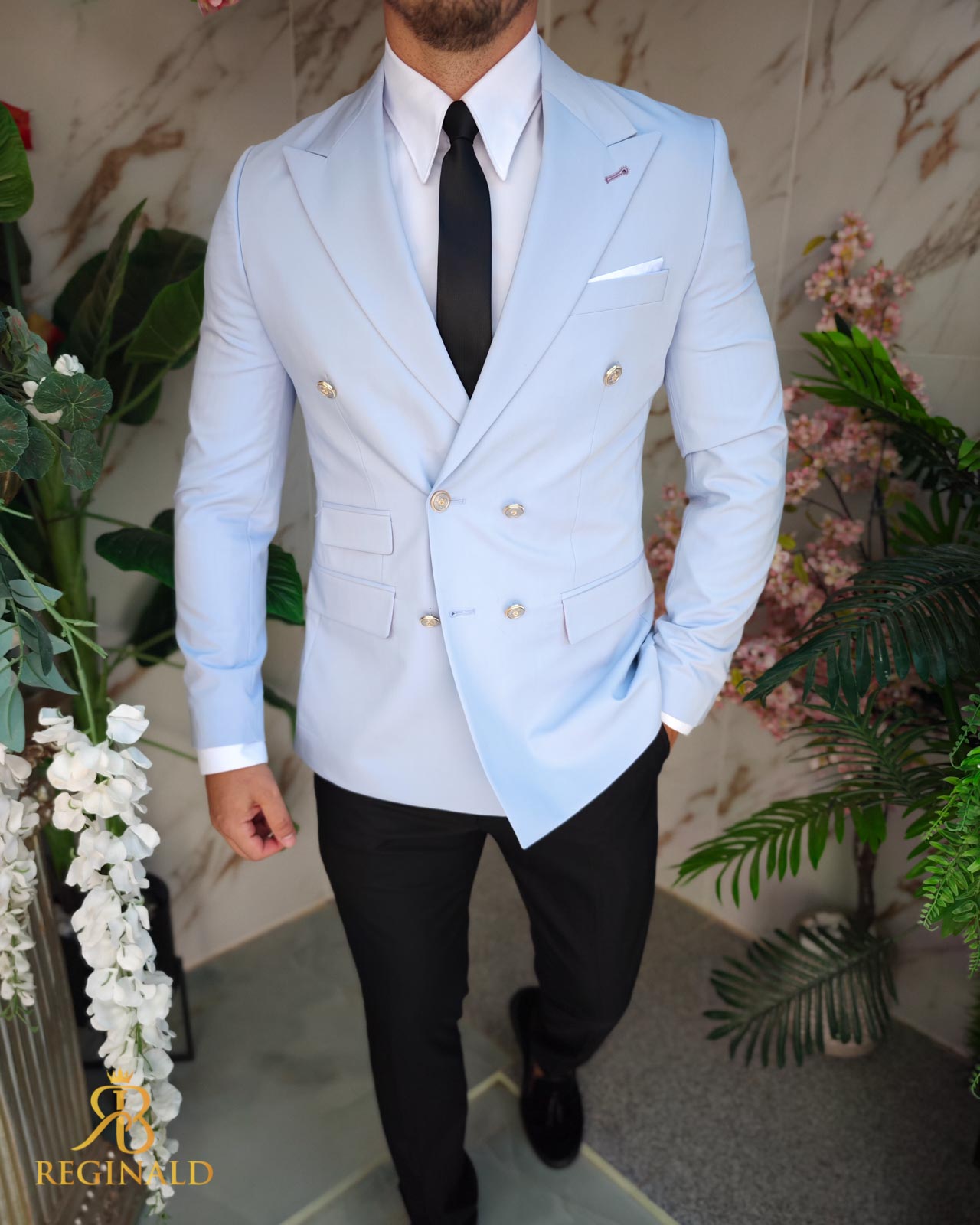 Sacou de bărbați, Double Breasted, Lila, Slim Fit - SC923 - imagine 2